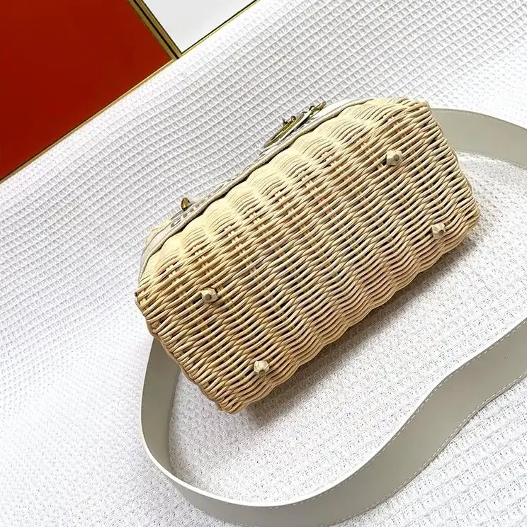 Cheap Dior and Grey Wicker Canvas Medium Bag Oblique Motif Lady 0625 Luxury